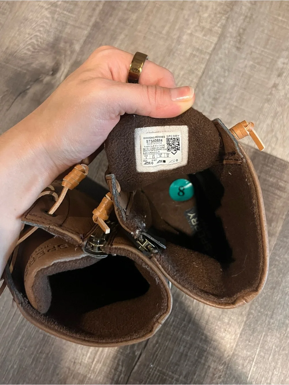 Sperry Brown Leather and Black Rubber Duck Boots